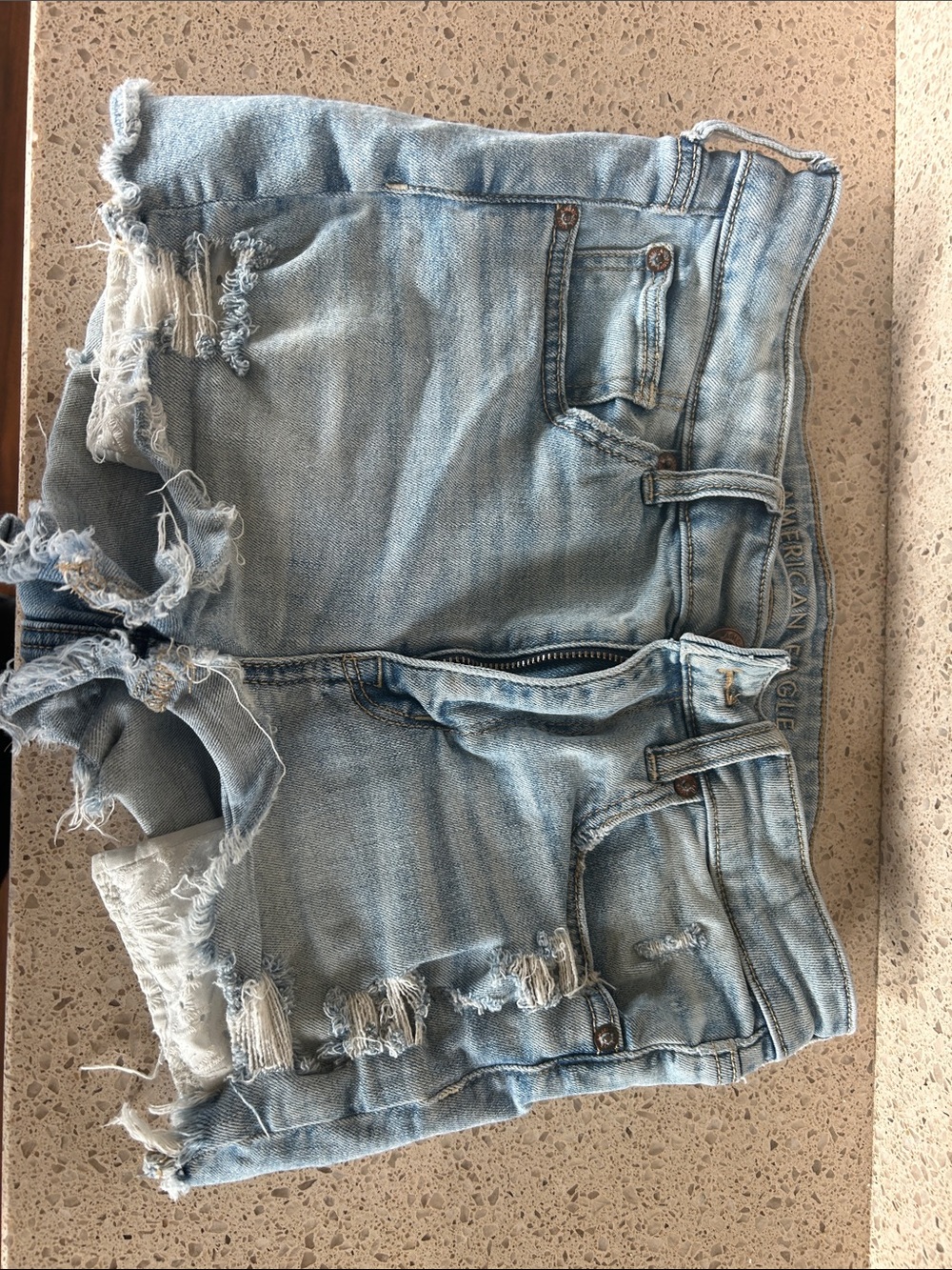 American Eagle Outfitters Light Wash Distressed Denim Shorts
